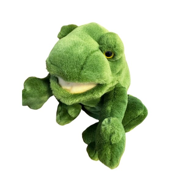 Russ Berrie Croaker Green Frog Hand Puppet Plush Stuffed Animal 10" No Sound - Picture 3 of 8